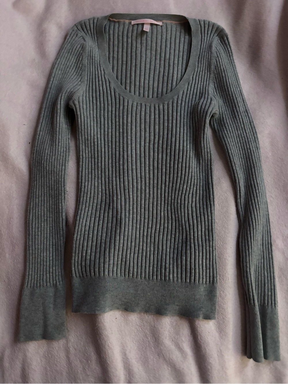 Victoria's Secret Scoop Neck Ribbed Sweater in Gray